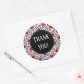 Red Floral Poppy Pattern Dank je Ronde Sticker (Envelop)