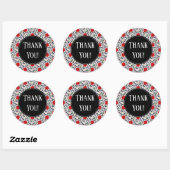 Red Floral Poppy Pattern Dank je Ronde Sticker (Vel)