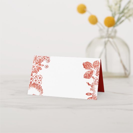 Red Floral Portugal Keramisch | Bruiloft Plaatskaartje (Voorkant)