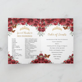 Red Floral Quinceanera Princess Padrinos Events Programma