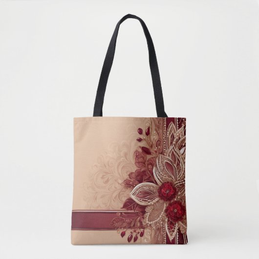 Red Floral Ribbon I art Tote Bag (Voorkant)