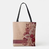 Red Floral Ribbon I art Tote Bag (Achterkant)