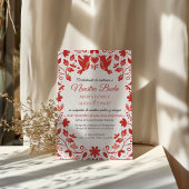 Red Floral Romantic Aesthetic Spanish Wedding Kaart