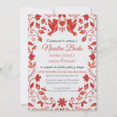Red Floral Romantic Aesthetic Spanish Wedding Kaart (Voorkant)