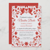 Red Floral Romantic Aesthetic Spanish Wedding Kaart (Voorkant / Achterkant)