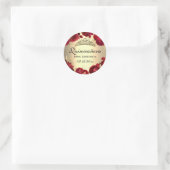 Red Floral Rozen Gold Quinceanera Ronde Sticker (Tas)