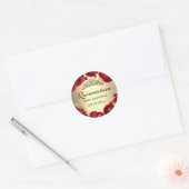 Red Floral Rozen Gold Quinceanera Ronde Sticker (Envelop)