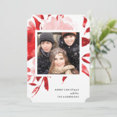 Red Floral Rozen kerstfeestdag Kaart (Staand voorkant)