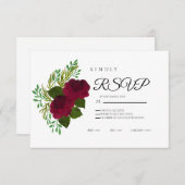 Red Floral RSVP Card – Elegant Wedding Response (Voorkant / Achterkant)