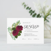 Red Floral RSVP Card – Elegant Wedding Response Kaartje (Staand voorkant)
