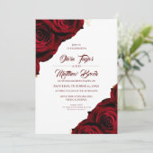 Red Floral Rustic Engagement Party   Kaart (Staand voorkant)