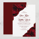 Red Floral Rustic Engagement Party   Kaart (Voorkant / Achterkant)