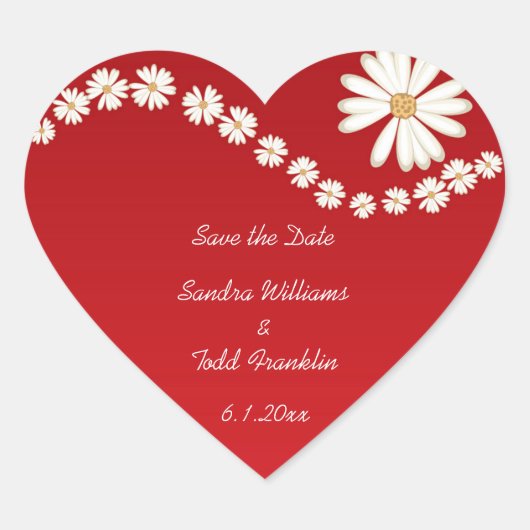 Red Floral Save the Date Sticker (Voorkant)