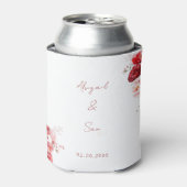 Red Floral Script Wedding Favoriet Blikjeskoeler (Blikje Voorkant)