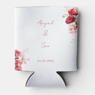 Red Floral Script Wedding Favoriet Blikjeskoeler