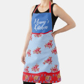 Red Floral Shabby Chic Blue Gingham Kitchen A Schort (Insitu)