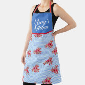 Red Floral Shabby Chic Blue Gingham Kitchen A Schort (Insitu)