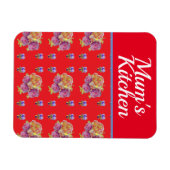 Red Floral Shabby Chic Rozen Roos Mums Kitchen Magneet (Horizontaal)