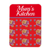 Red Floral Shabby Chic Rozen Roos Mums Kitchen Magneet (Verticaal)