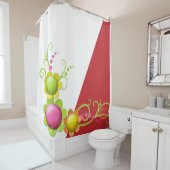 Red Floral Shower Curtain Douchegordijn (In situ)