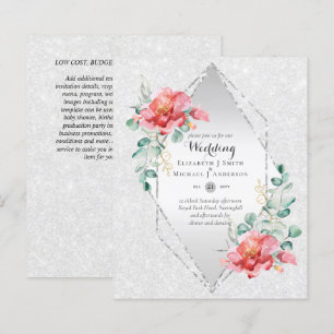 Red Floral Silver Glitter Wedding met lage begroti