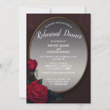 Red Floral Silver Grey Mirror Rehearsal Dinner