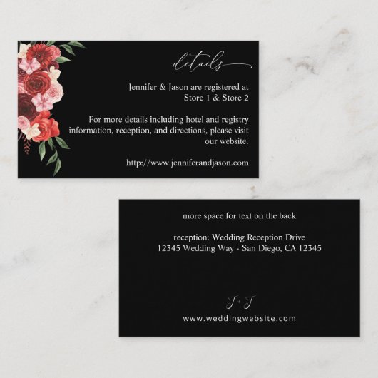 Red Floral SM Enclosure Kaart - Black 2 (Voorkant / Achterkant)