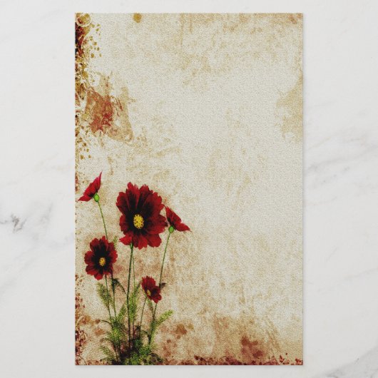 Red Floral Stationery Briefpapier (Voorkant)