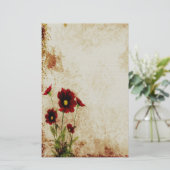 Red Floral Stationery Briefpapier (Staand voorkant)