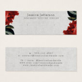 Red Floral Stud met juwelen kleine beeldkaart Mini Visitekaartjes (Voorkant /achterkant)