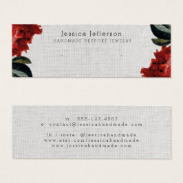 Red Floral Stud met juwelen kleine beeldkaart Mini Visitekaartjes