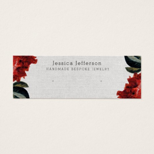 Red Floral Stud met juwelen kleine beeldkaart Mini Visitekaartjes (Voorkant)