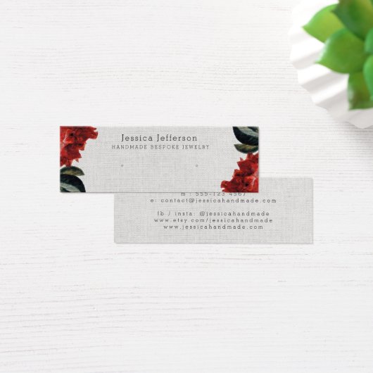 Red Floral Stud met juwelen kleine beeldkaart Mini Visitekaartjes (Bureau)