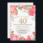 Red Floral Surprise 40th Birthday Gold Glitter Kaart<br><div class="desc">Red Floral Surprise 40th Birthday Invitation for Women. Waterverf botanische bloem. Gold Glitter. Roze pinda's bloemen. Volwassen verjaardag. Voor verdere aanpassing,  te klikken gelieve de knoop "van de Aanpassing het"en ons ontwerphulpmiddel te gebruiken om deze sjabloon te wijzigen.</div>