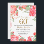 Red Floral Surprise 60th Birthday Gold Glitter Kaart<br><div class="desc">Red Floral verrassend 60th Birthday Invitation for Women. Waterverf botanische bloem. Gold Glitter. Roze pinda's Floral Flowers. Volwassen verjaardag. Voor verdere aanpassing,  te klikken gelieve de knoop "van de Aanpassing het"en ons ontwerphulpmiddel te gebruiken om deze sjabloon te wijzigen.</div>