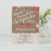 Red Floral Surprise Party nodigt Spaans uit Kaart (Staand voorkant)