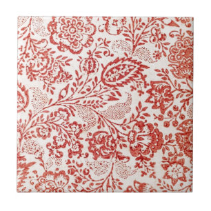 Red Floral  textielpatroon Tegeltje