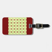Red Floral Vine Pattern on Light Green Bagagelabel (Voorkant horizontaal)
