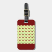Red Floral Vine Pattern on Light Green Bagagelabel (Voorkant verticaal)