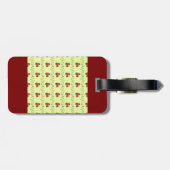 Red Floral Vine Pattern on Light Green Bagagelabel (Achterkant horizontaal)