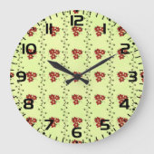 Red Floral Vine Pattern on Light Green Grote Klok (Voorkant)