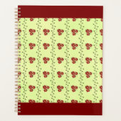 Red Floral Vine Pattern on Light Green Planner (Voorkant)