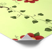 Red Floral Vine Pattern on Light Green Poster (Hoek)