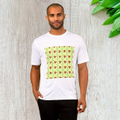 Red Floral Vine Pattern on Light Green T-shirt