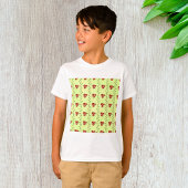 Red Floral Vine Pattern on Light Green T-shirt
