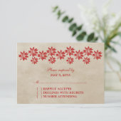Red Floral Vintage Wedding Response Kaart (Staand voorkant)