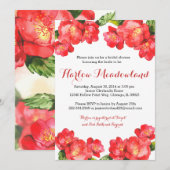 Red Floral Waterverf Bridal Shower Kaart (Voorkant / Achterkant)