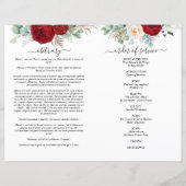 Red Floral Waterverf Photo Funeral Full Programme (Achterkant)