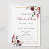 Red Floral Wedding invitation Invitación boda espa Kaart (Voorkant)