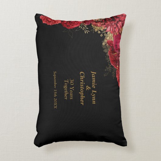 Red Floral Wedding Jubileum Accent Pillow Accent Kussen (Voorkant(Verticaal))